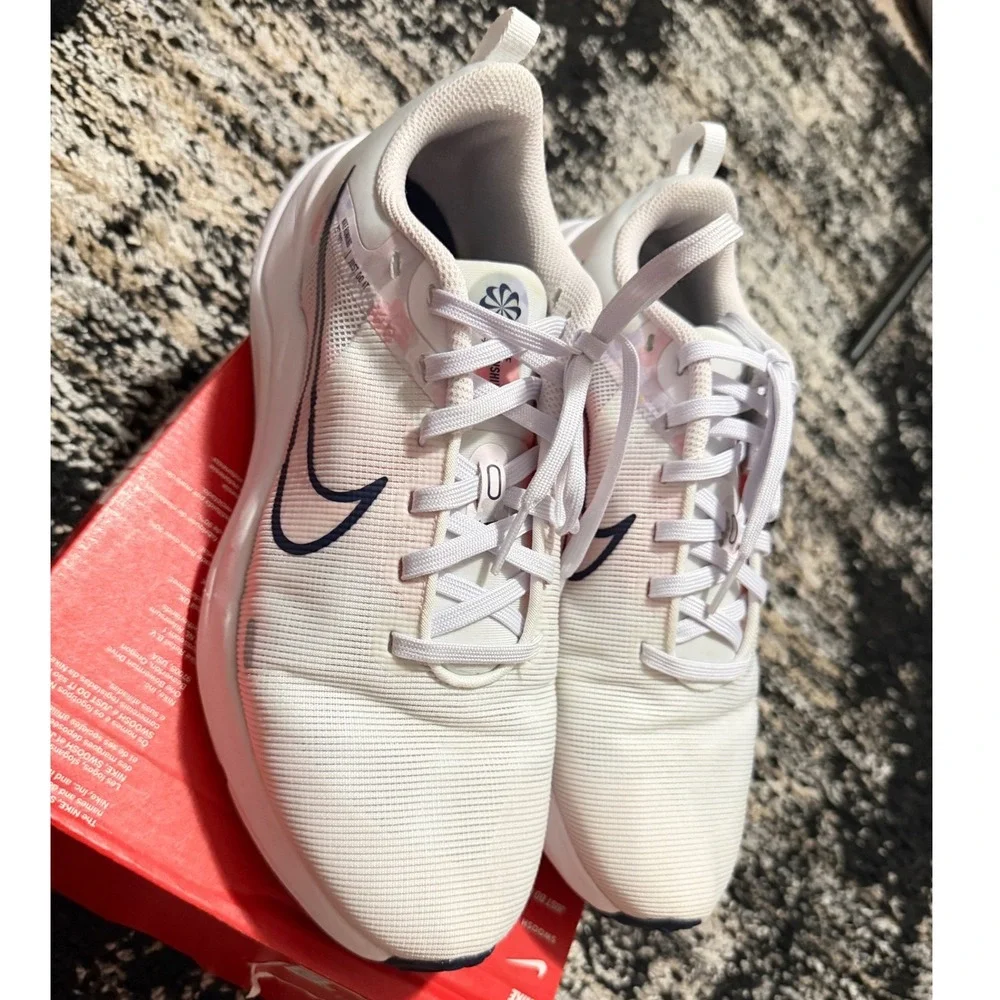 Nike Downshifter 12 Womens Running Shoes White Pink DX7885-100 Size 9 Balletcore